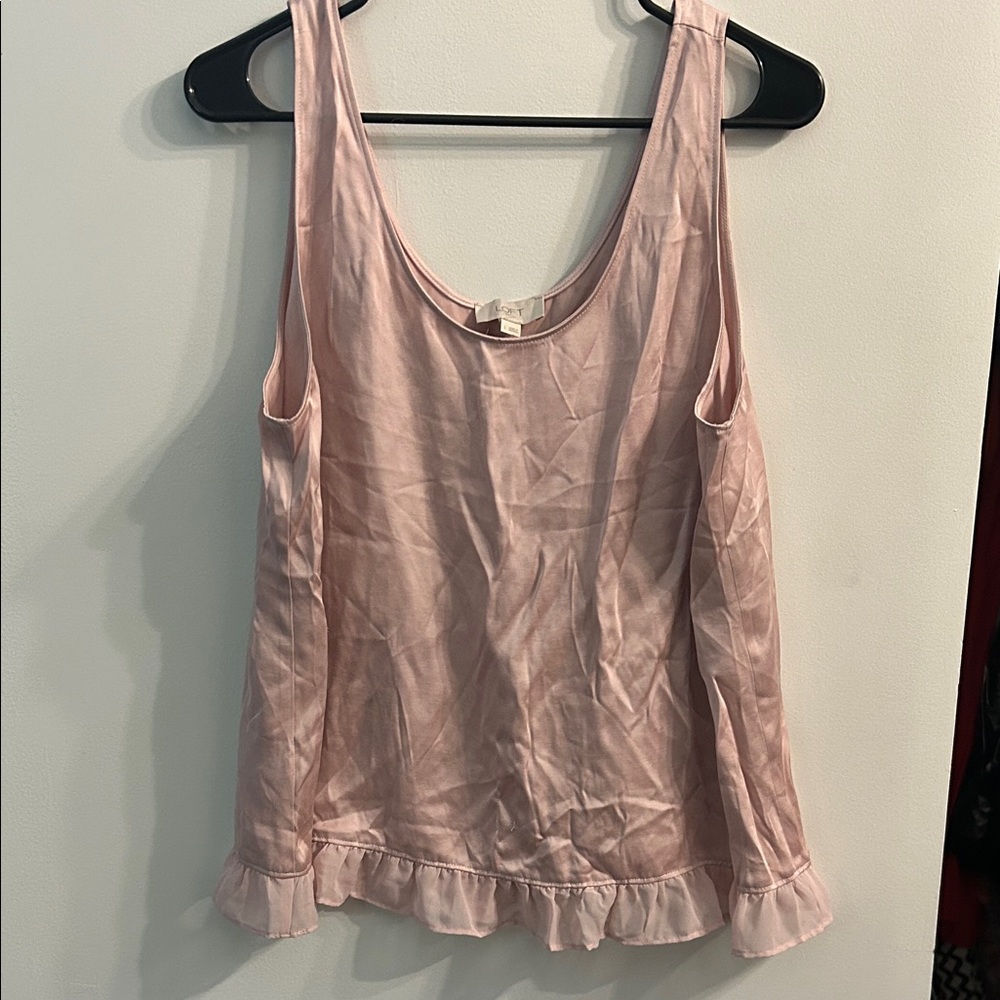 LOFT Light Pink Ruffle Hem Tank Top
